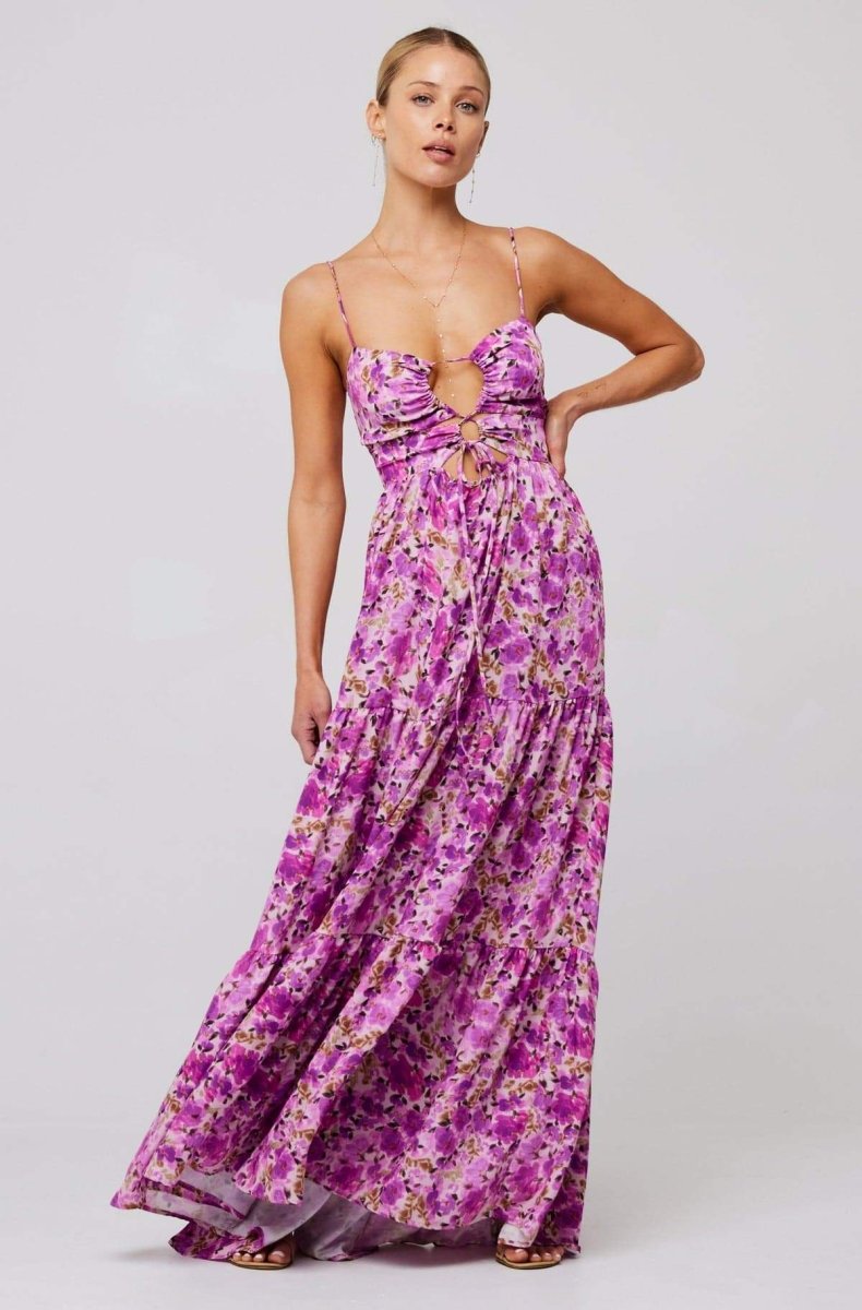 Maya Floral Tiered Cut-out Maxi Dress