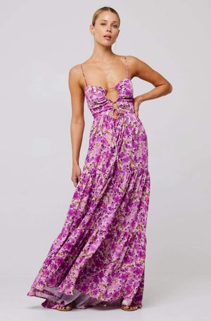 Maya Floral Tiered Cut-out Maxi Dress