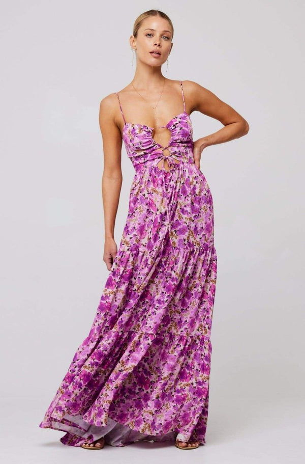 Maya Floral Tiered Cut-out Maxi Dress