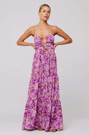 Maya Floral Tiered Cut-out Maxi Dress