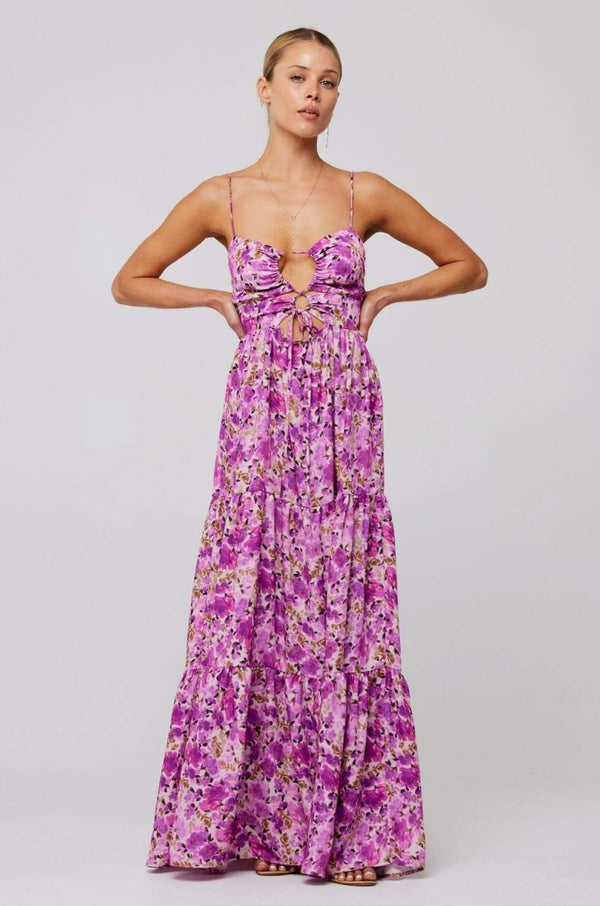 Maya Floral Tiered Cut-out Maxi Dress