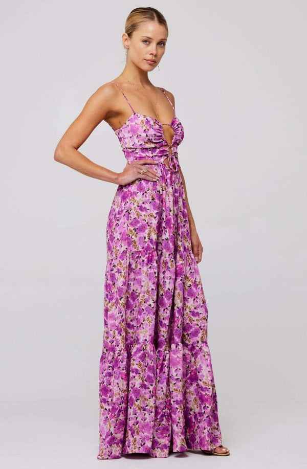 Maya Floral Tiered Cut-out Maxi Dress