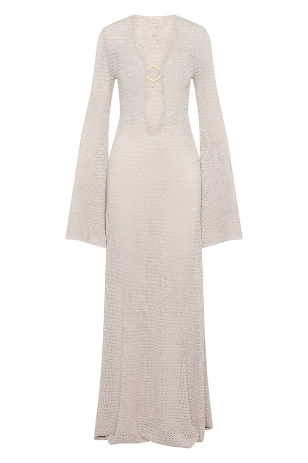 Noelle Crochet V-Neck Maxi Dress