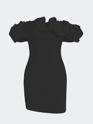Vivienne Satin Ruffle Strapless Mini Dress