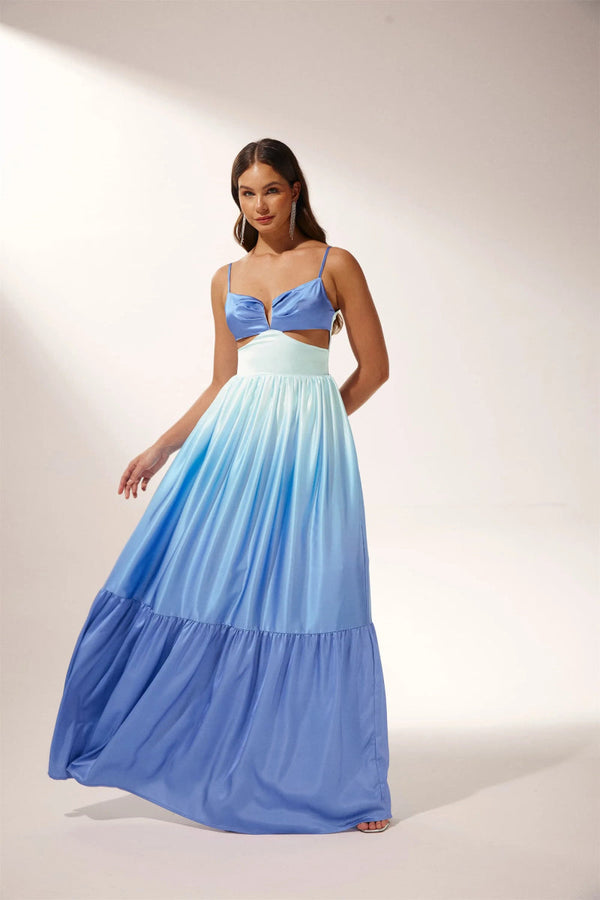 Serena Ombre Satin Maxi Dress