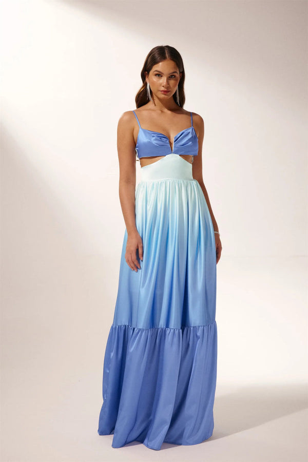 Serena Ombre Satin Maxi Dress
