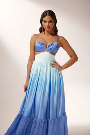 Serena Ombre Satin Maxi Dress