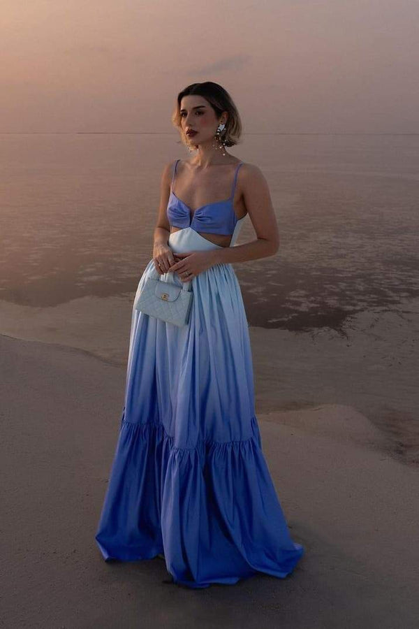 Serena Ombre Satin Maxi Dress