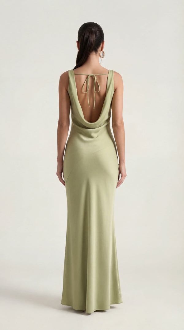 Satin Halter Maxi Dress Femme Nora