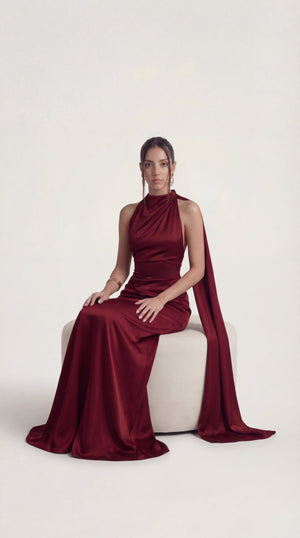 Satin Slip Maxi Dress Femme Elara
