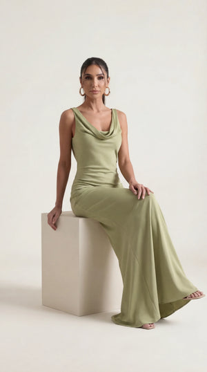 Satin Halter Maxi Dress Femme Nora