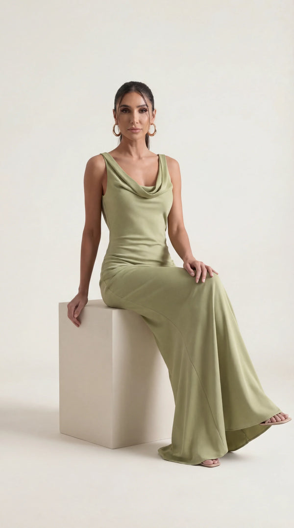 Satin Halter Maxi Dress Femme Nora