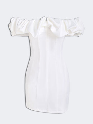 Vivienne Satin Ruffle Strapless Mini Dress
