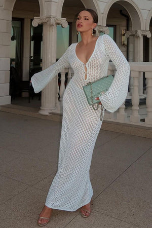 Alina V-neck Knit Cut-out Maxi Dress