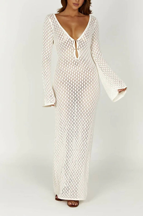 Alina V-neck Knit Cut-out Maxi Dress