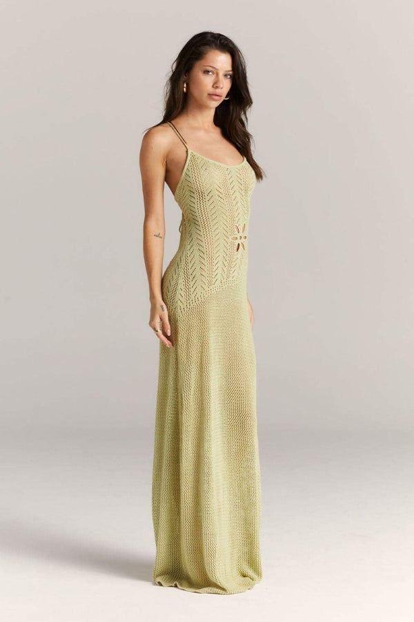 Floral Cut-out Crochet Maxi Dress