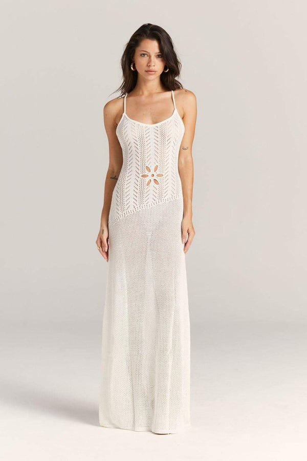 Floral Cut-out Crochet Maxi Dress