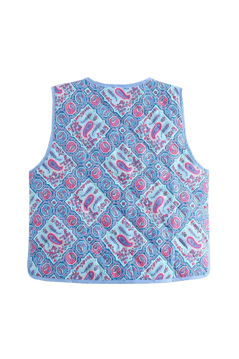 Alessine printed slim waistcoat styled for the office