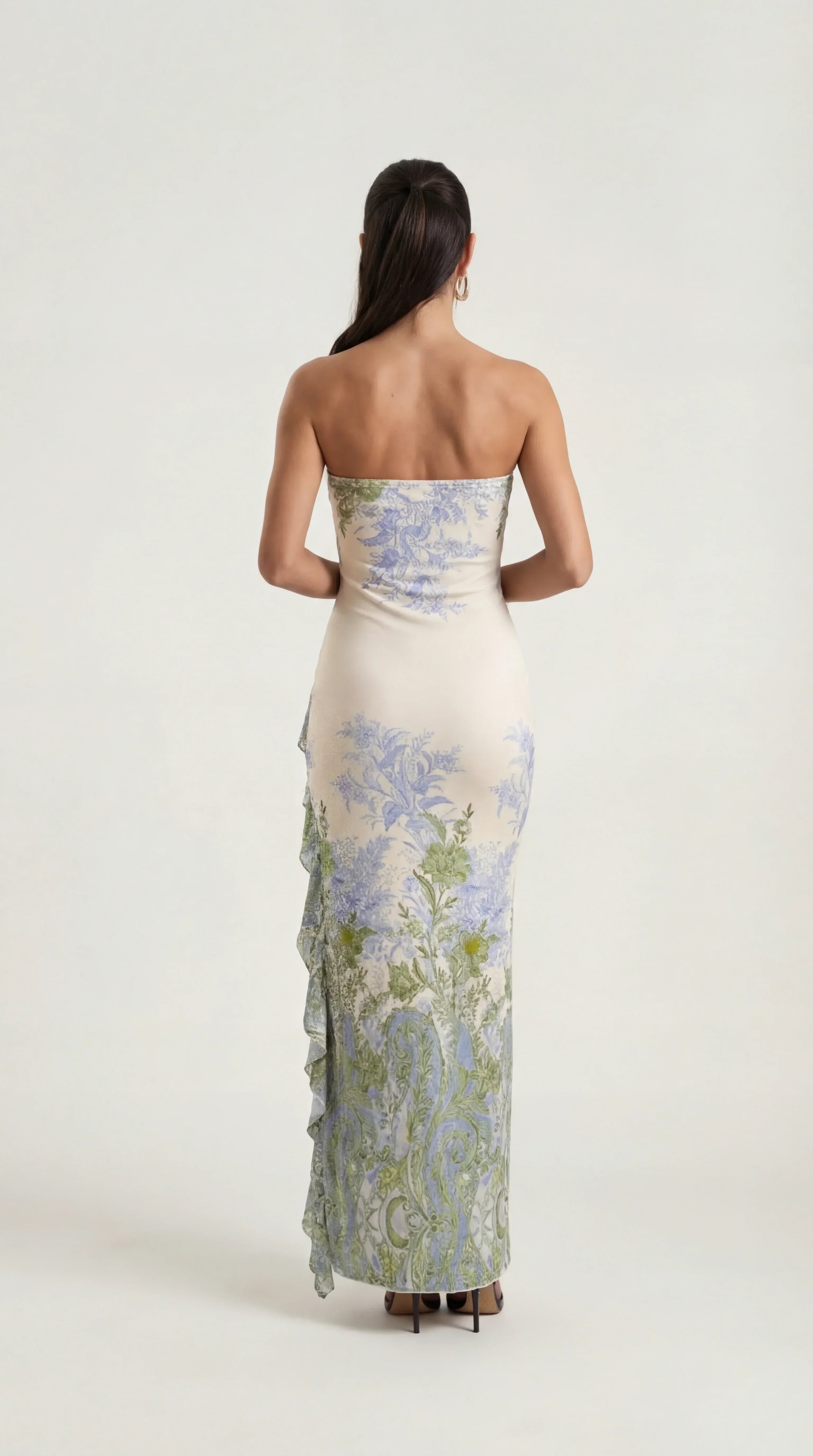 Back view of the Ninna Amara ruched midi dress