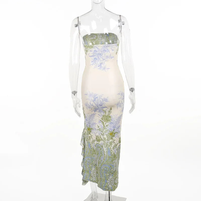 Ninna Amara ruched midi dress shown on a model