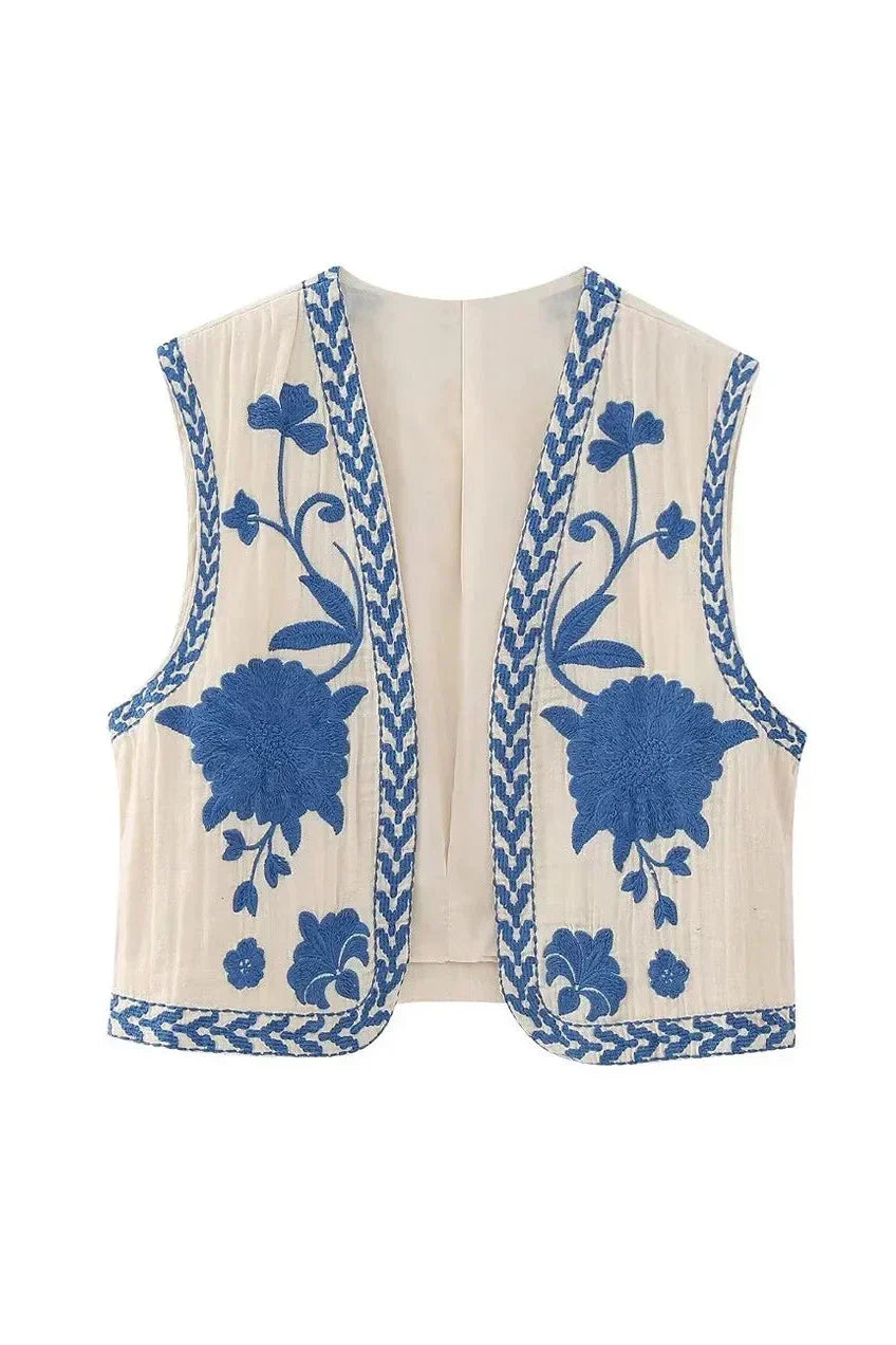 Angeline cropped waistcoat vest shown on a model