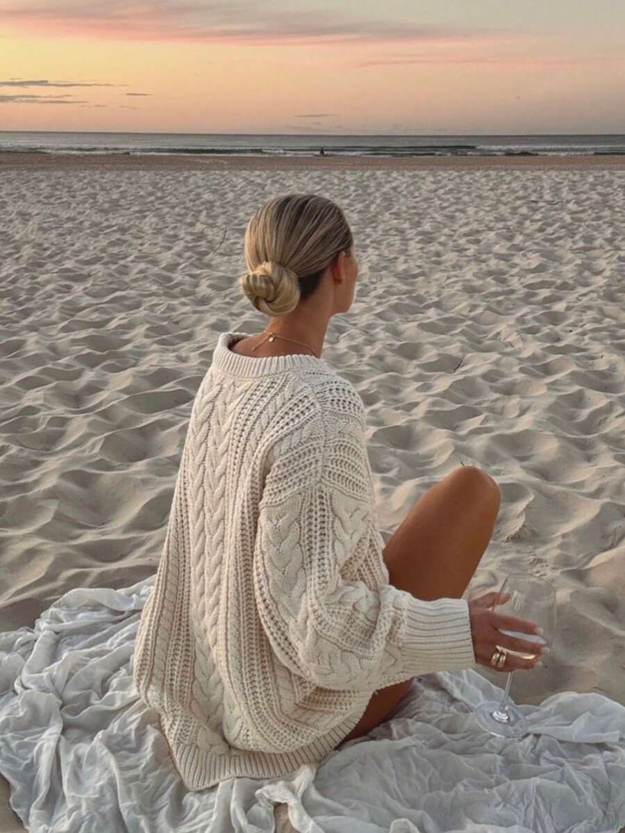 Aria cable-knit sweater in an oversized fit