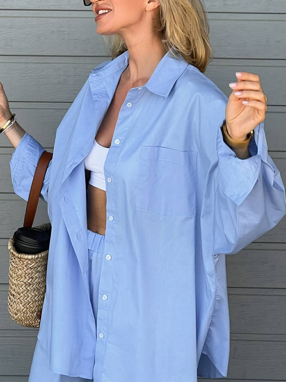 Button-up detail on the Azure Ease shirt