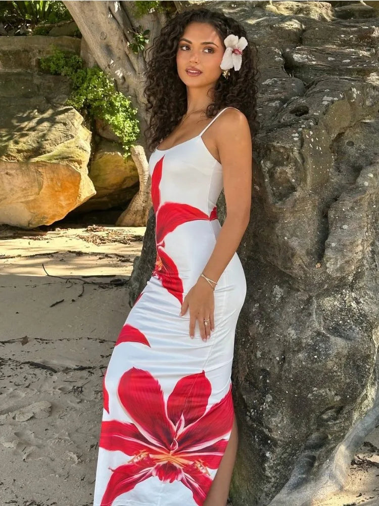 Calista maxi dress shown on a model