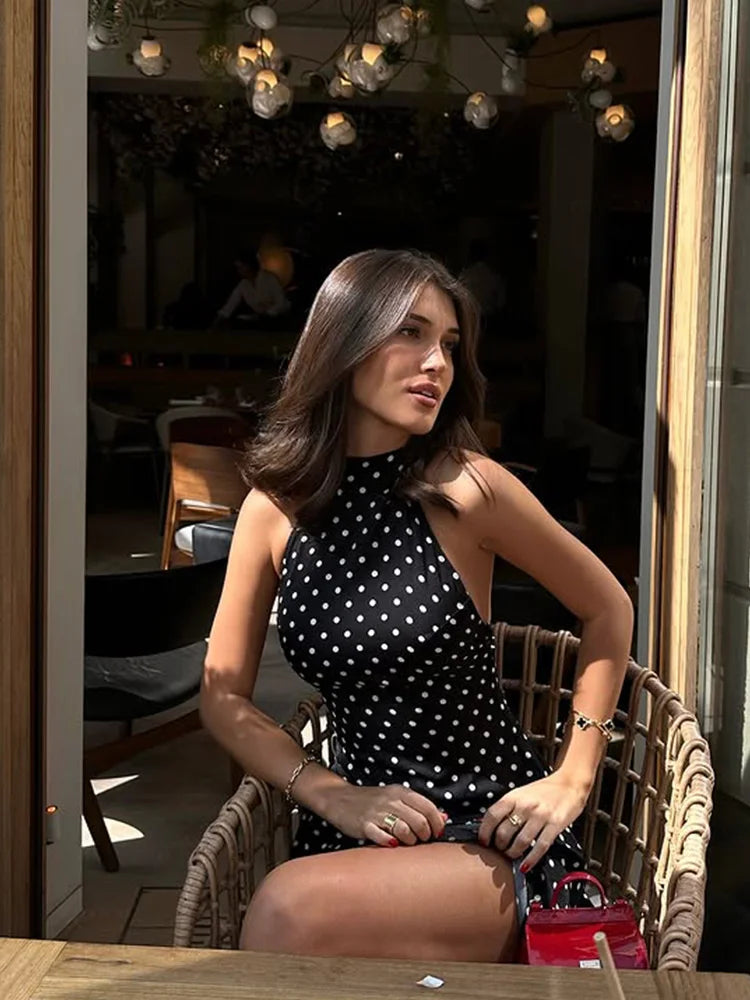 Celine polka mini dress in an alternate colourway