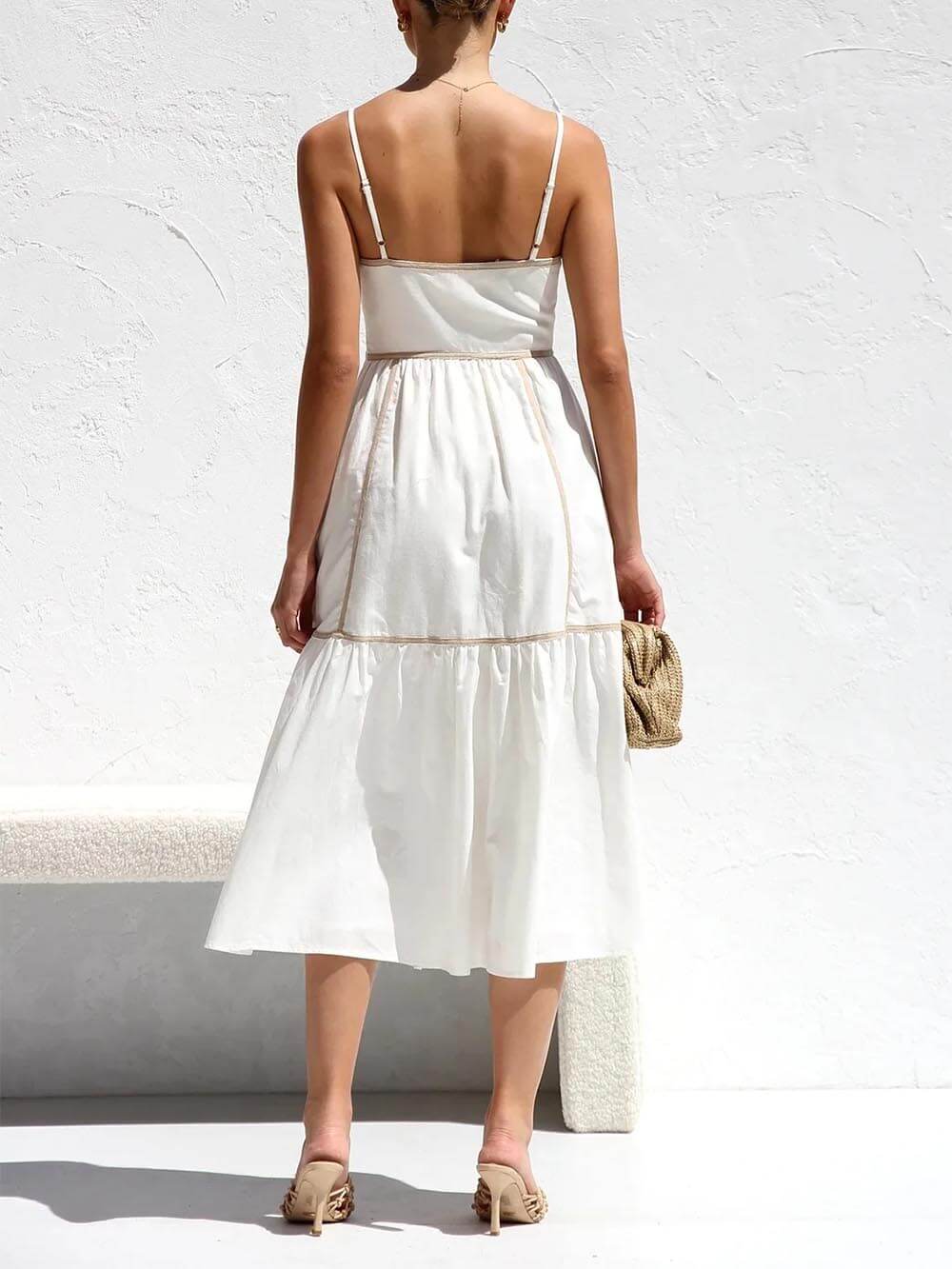 Adjustable strap detail on the Elena midi dress