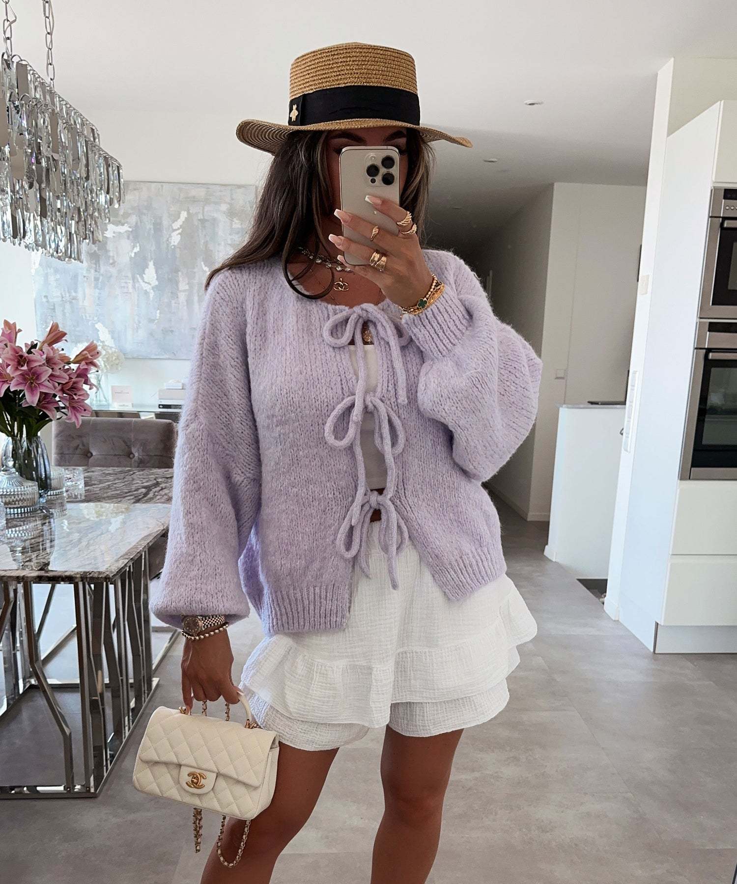 Back view of the Elodie lace-up cardigan