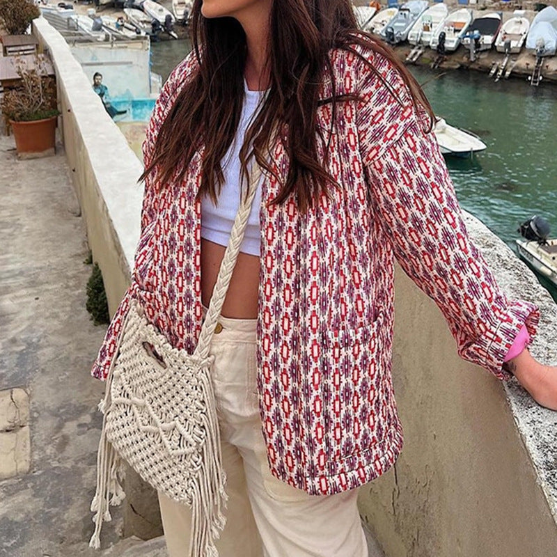 Elowen quilted jacket worn over a casual outfit
