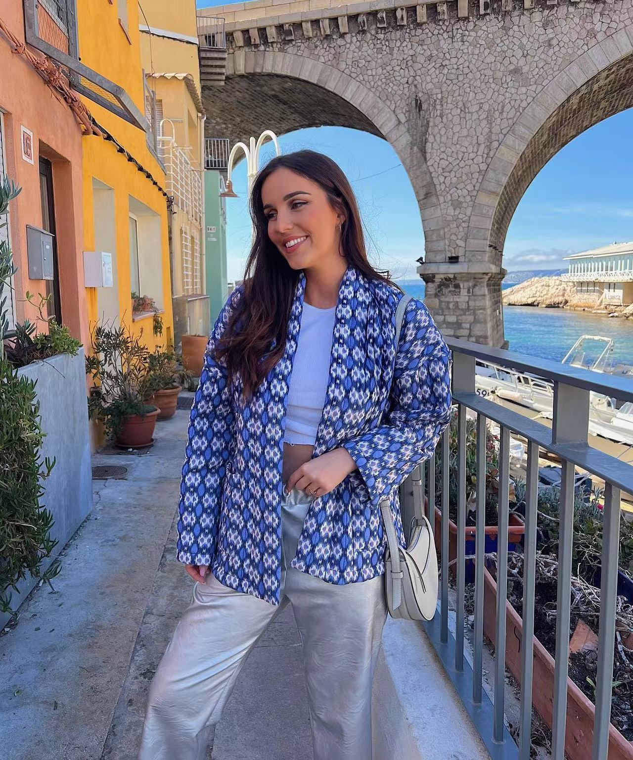 Elowen quilted jacket shown on a model