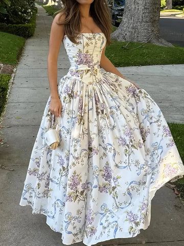 Front view of the Floral Radiance maxi sundress