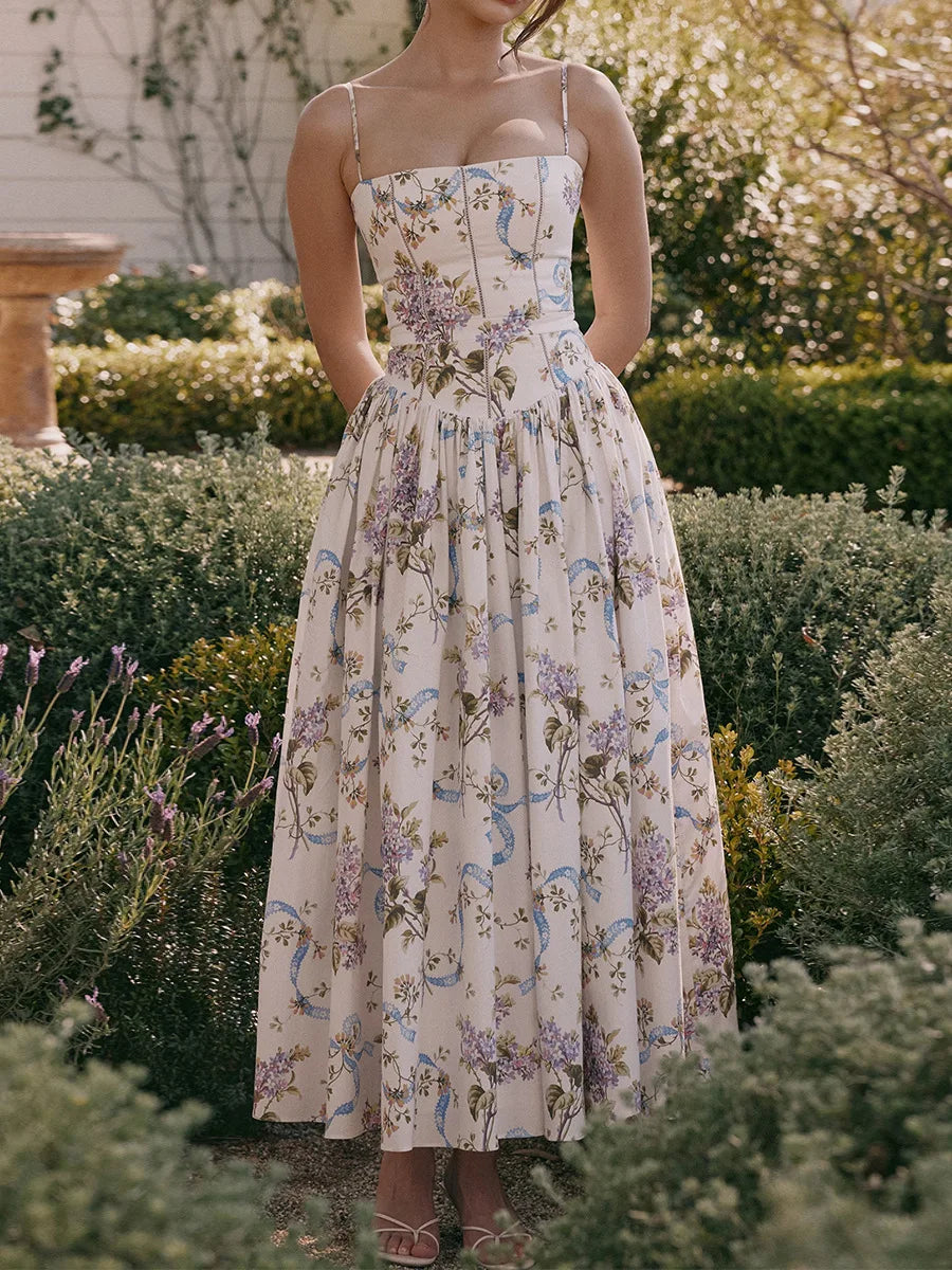Floral Radiance maxi dress shown on a model