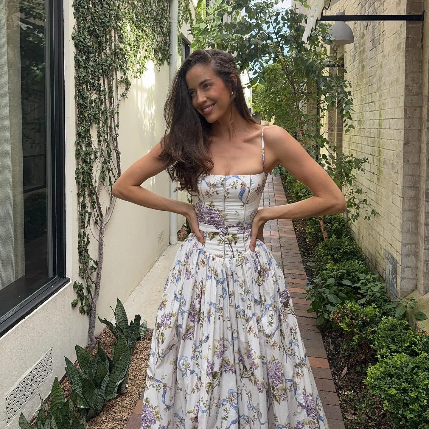 Empire waistline detail on the Floral Radiance maxi dress