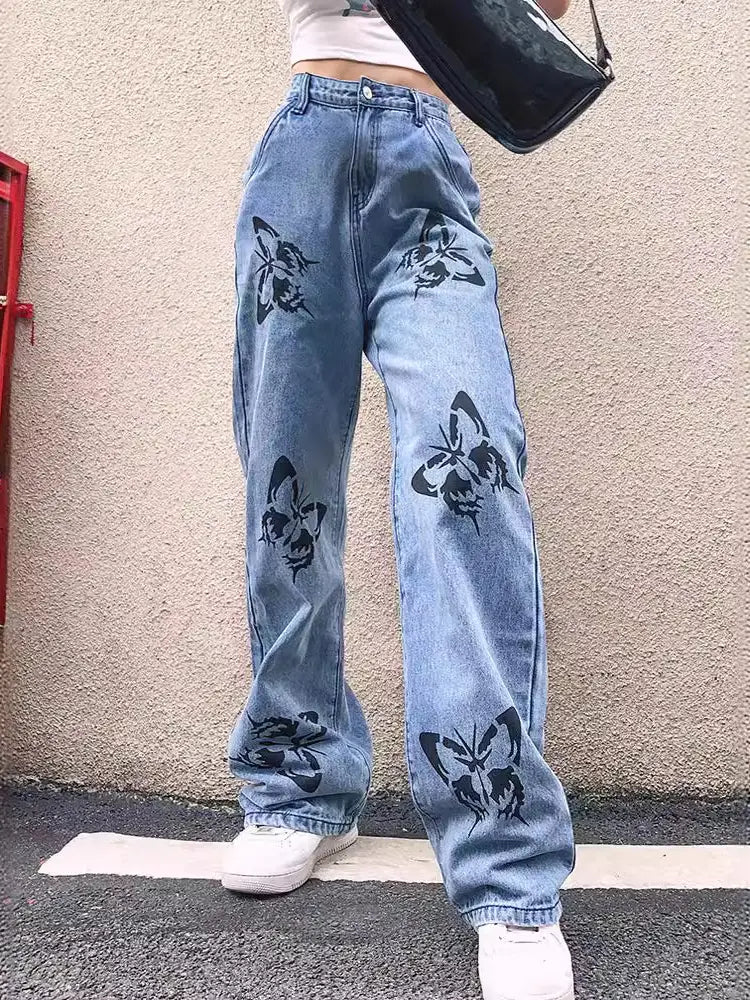Iris Butterfly jeans worn with a cropped top