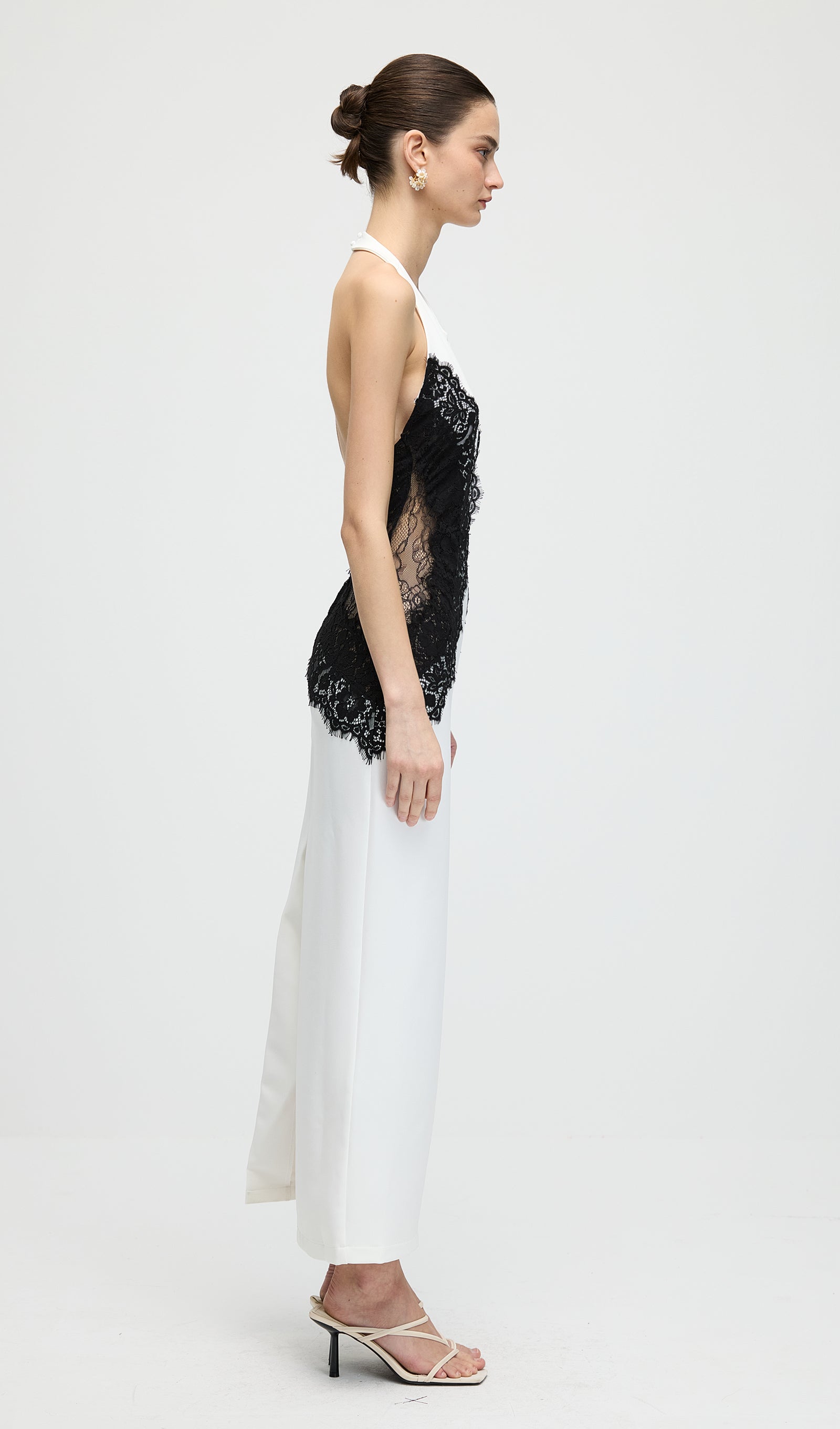 Halter neckline on the Isadora lace midi dress