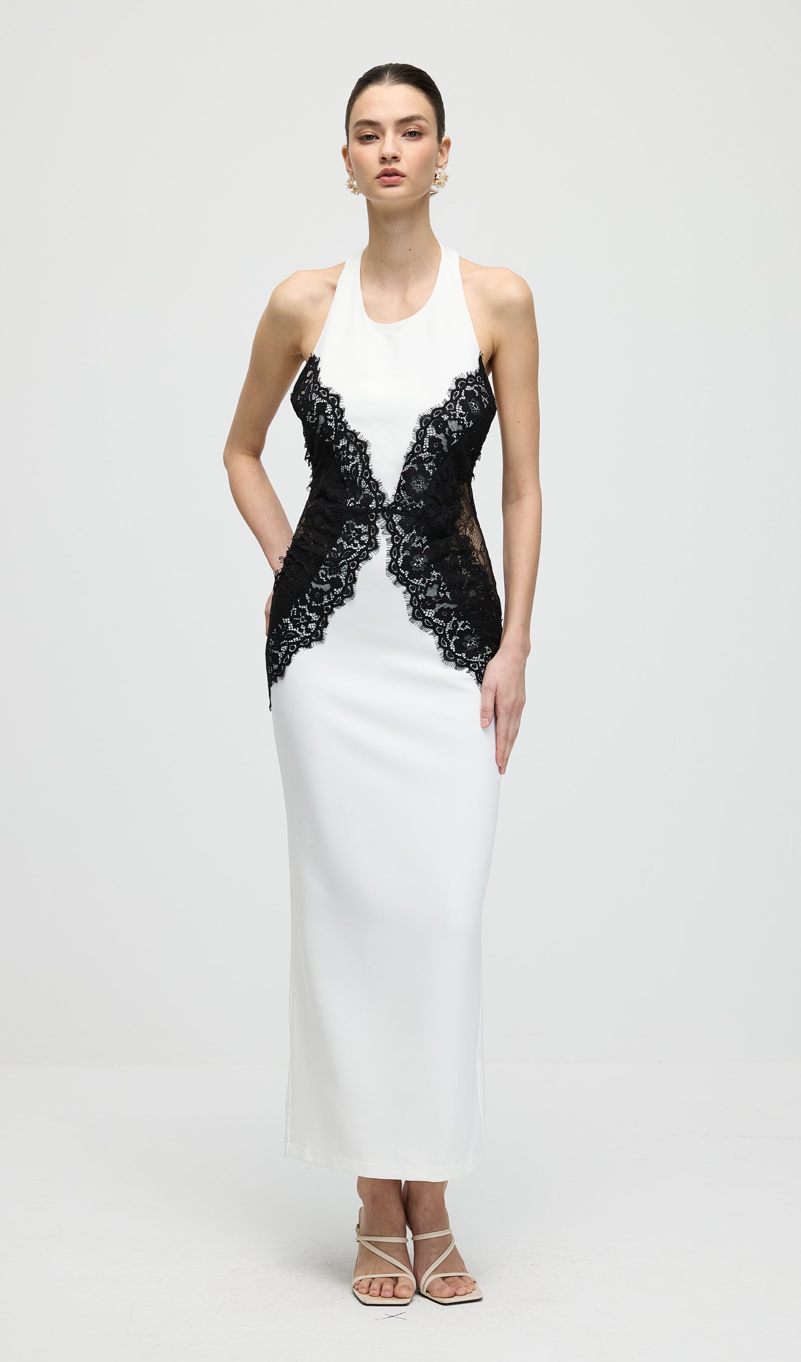 Waist detail on the Isadora lace midi dress