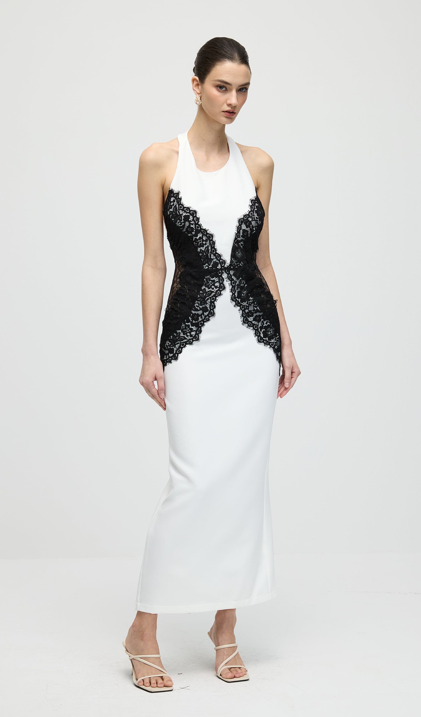 Isadora lace midi dress styled for an event
