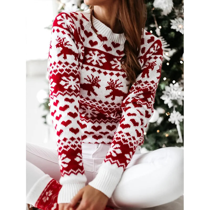 Reindeer and snowflake print on the Joy Christmas sweater