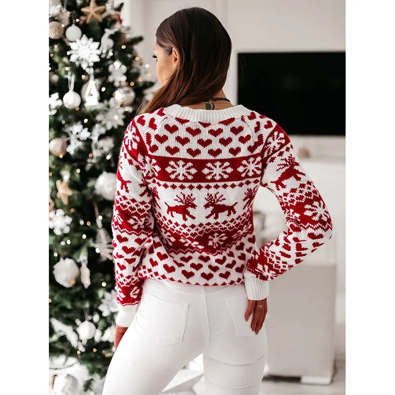 Close-up of the knit on the Joy Christmas sweater
