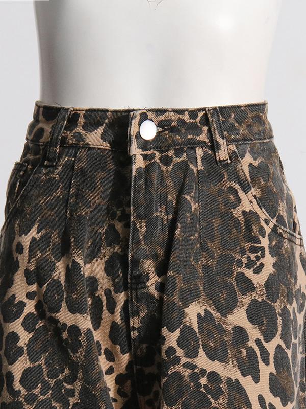 Back view of the Kaia Wildcat leopard print jeans