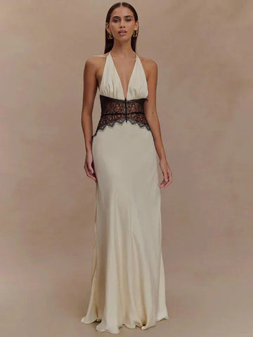 Front view of the Lucine lace maxi dress
