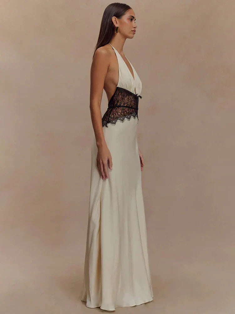 Lucine lace maxi dress shown on a model