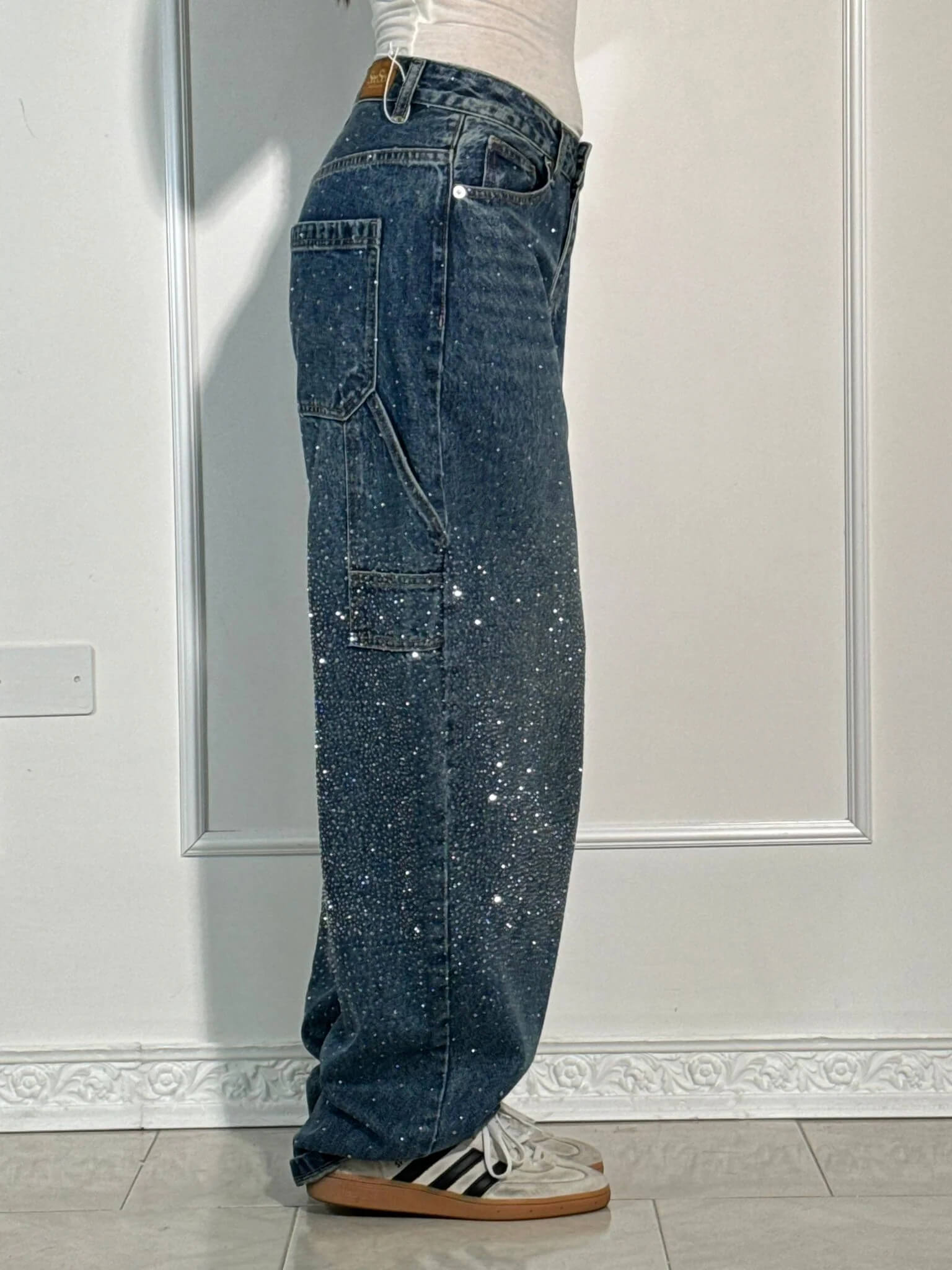 Luna Shine jeans worn with a knit top