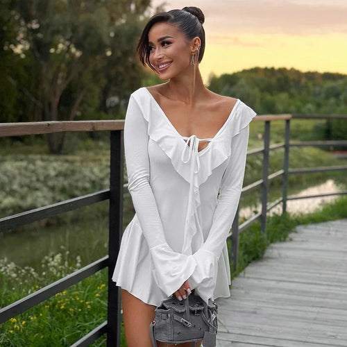 Marisse ruffle mini dress styled for summer