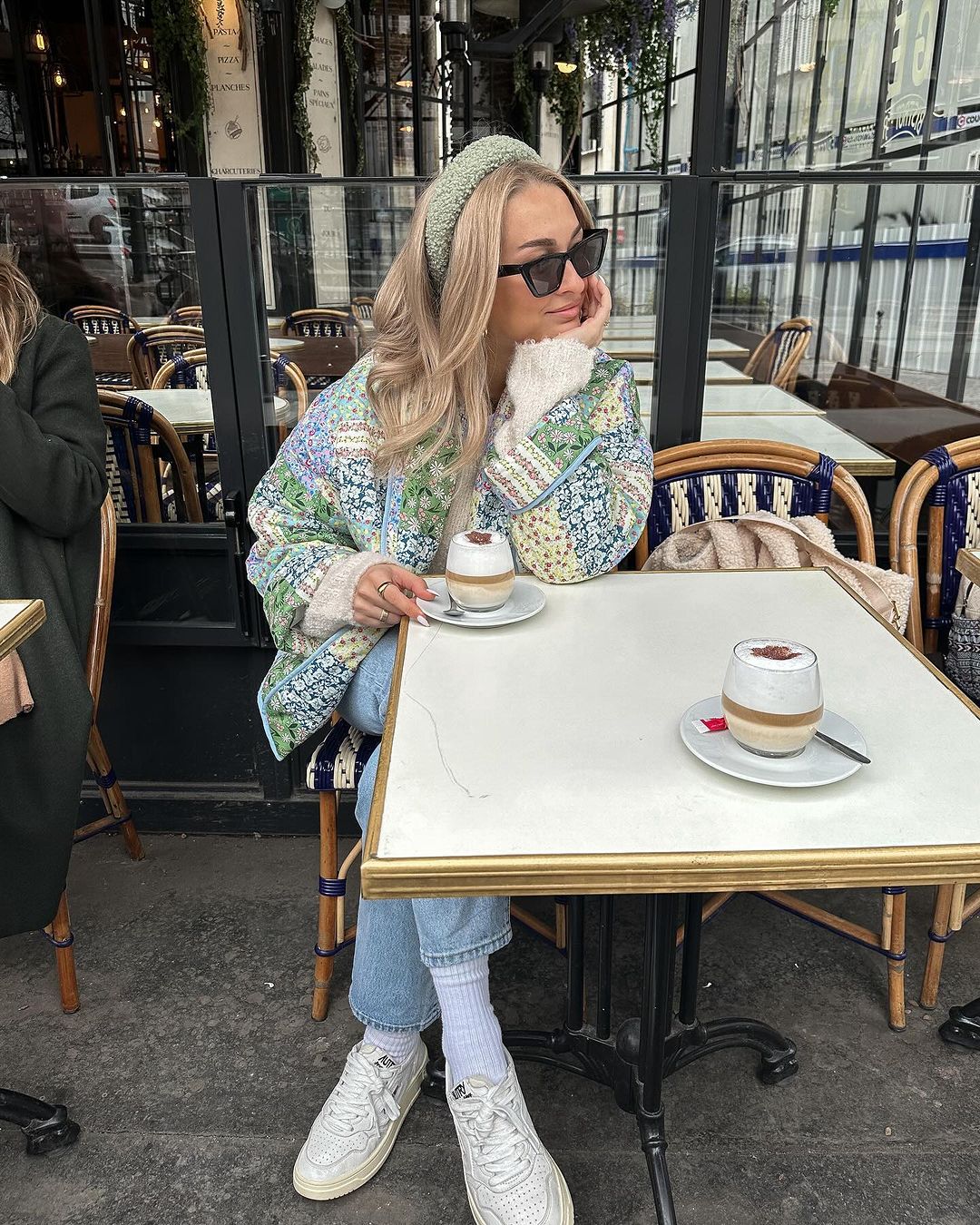 Noelia patchwork jacket layered over a dress