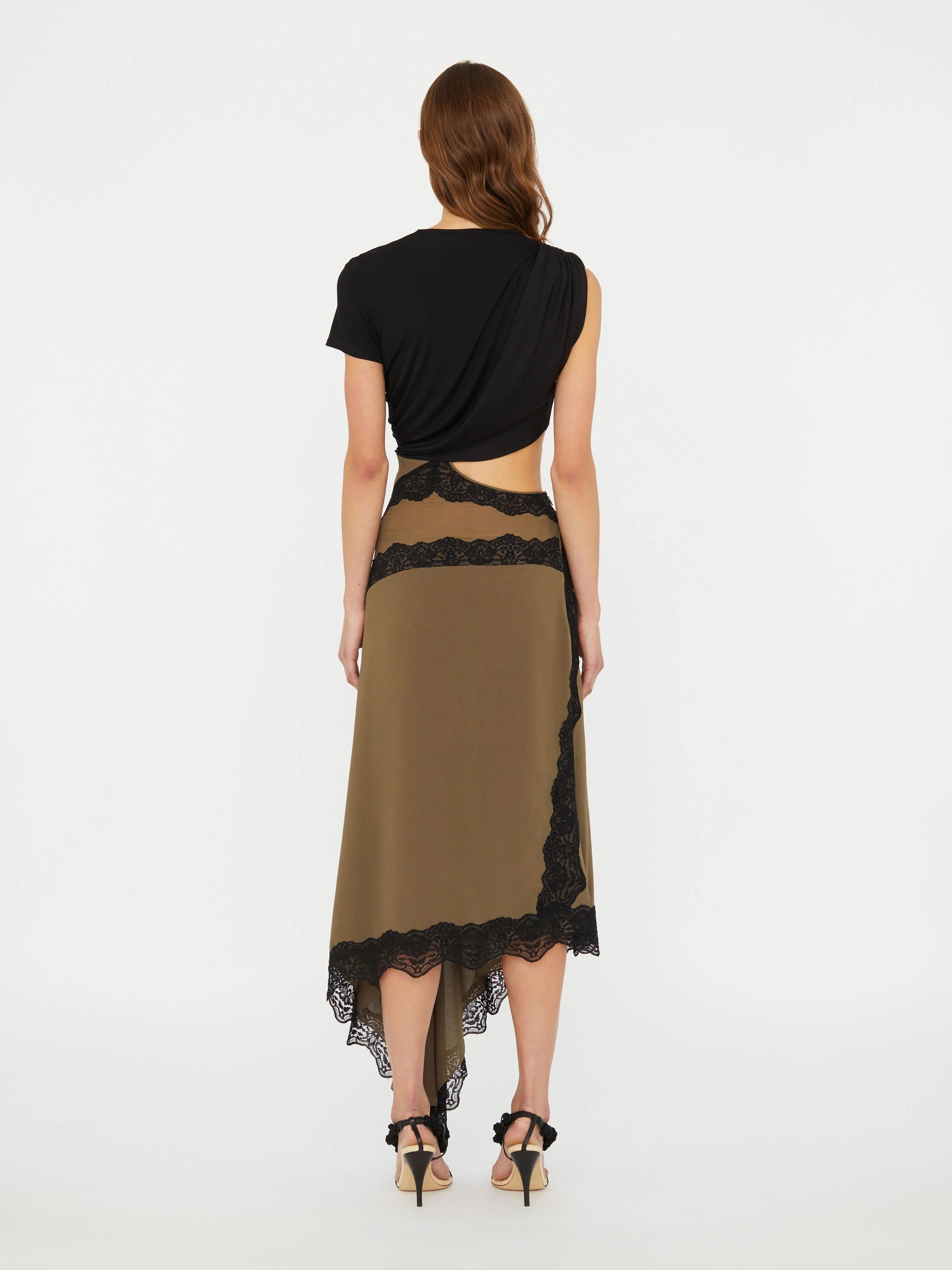 Twisted tee detail on the Twist and Lace midi dress