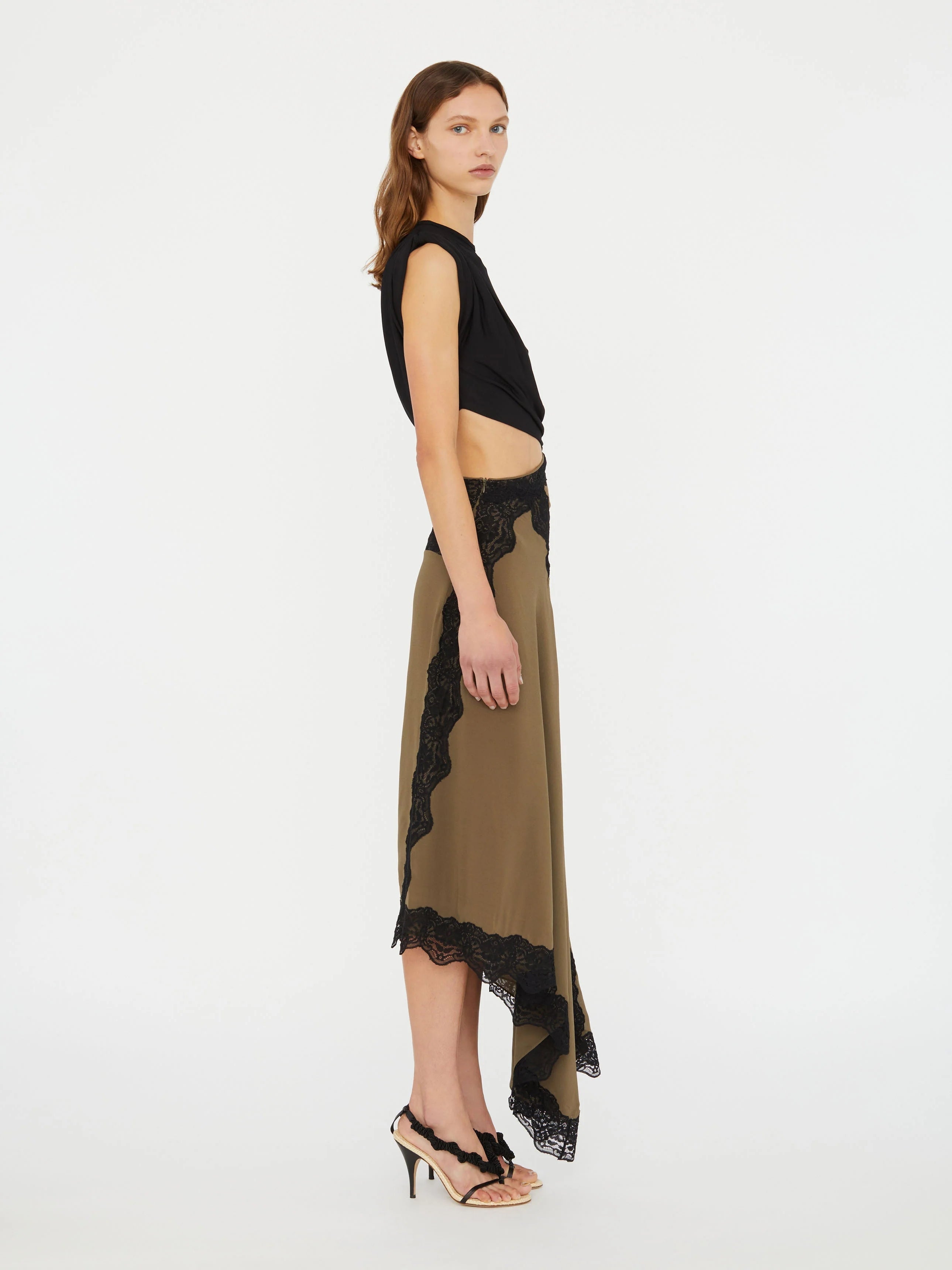 Lace-trimmed cut-out on the Twist and Lace midi dress